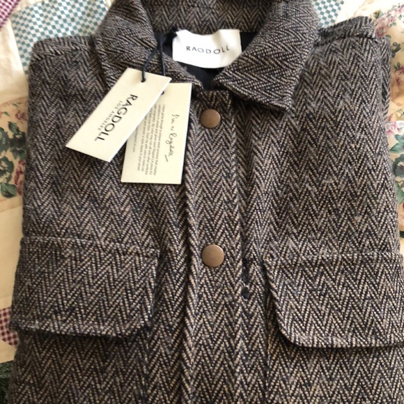 Ragdoll Wool Blended Herringbone Oversized Shirt Jacket - Picture 15 of 16